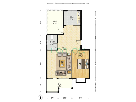 南北通透一居室，出门菜市场，集中供暖，满五唯一。-户型图