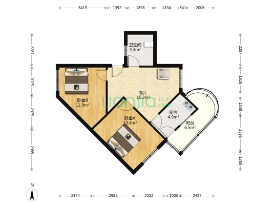 阜纺东村 2室1厅1卫 73平方