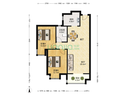 秀洲人才公寓 2室1厅1卫 83平方