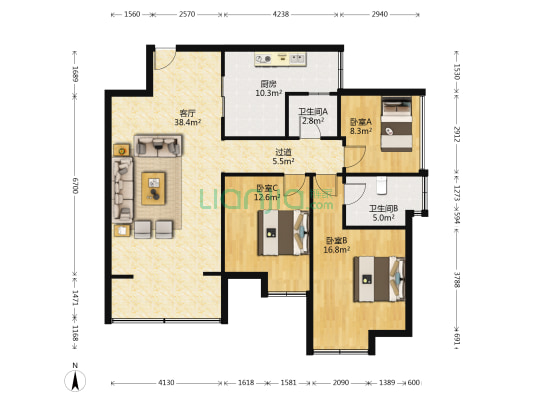保亿丽景紫园三期 3室1厅2卫 109平方
