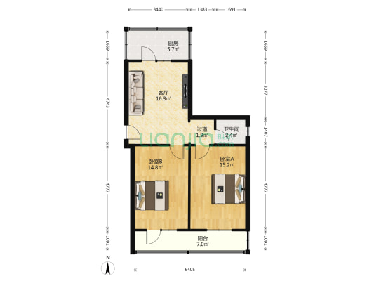工商局家属院（平凉路） 2室1厅1卫 77平方
