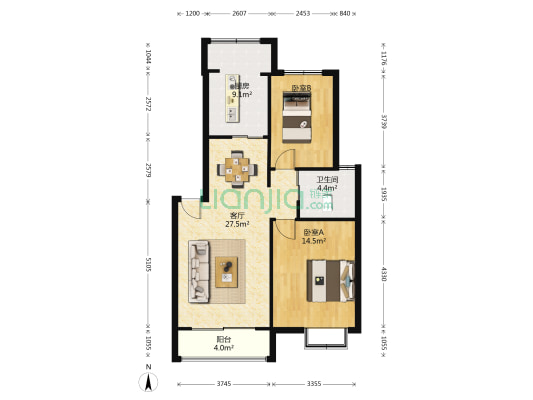 焦家新村南区 2室1厅1卫 82平方