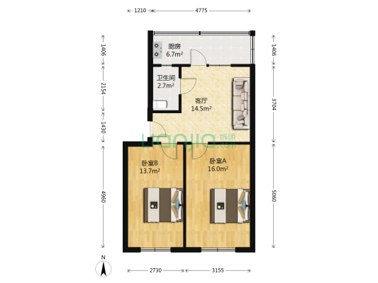 消防宿舍南院 2室1厅1卫 63平方
