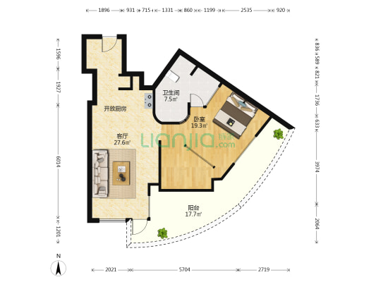 湖南路 1室1厅1卫 102平方