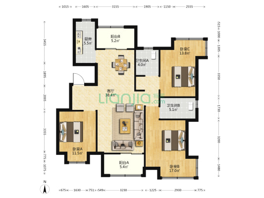 冠通水云墅珑湾 3室1厅2卫 123平方