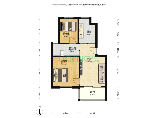 馨怡嘉园 2室1厅1卫 63平方