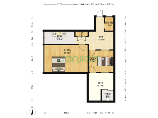北正街东 2室1厅1卫 60平方