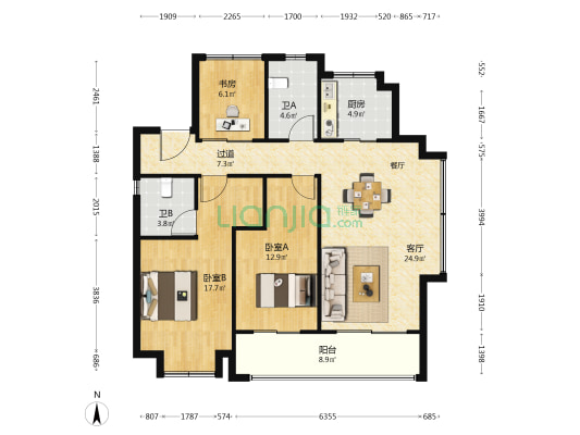 滨江城投·望品 3室1厅2卫 113平方