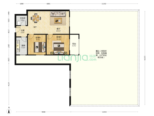 三府湾天悦小区 2室1厅1卫 89平方