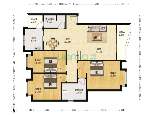 瑞雪港湾 3室2厅2卫 133平方