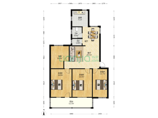 南浦路133号 4室1厅2卫 123平方