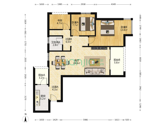 金科观澜三期 3室1厅1卫 94平方