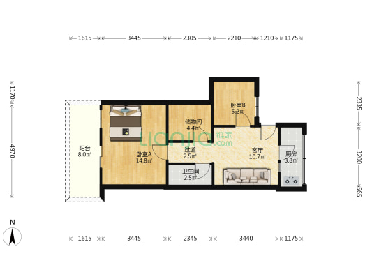文正街73号院 2室1厅1卫 58平方