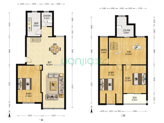 西城十二庭院 4室1厅2卫 86平方