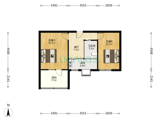 三安家属院 2室1厅1卫 58平方