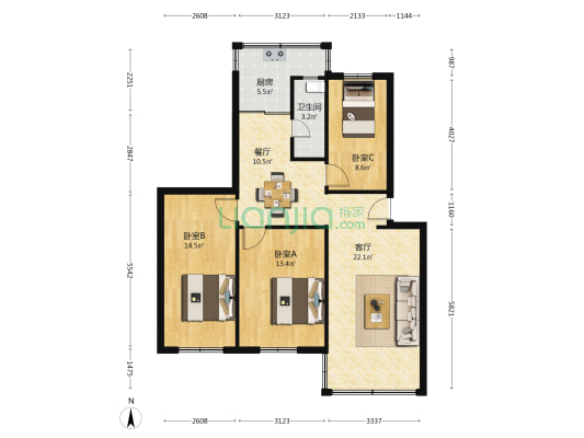 海南毕伦印刷厂宿舍 3室2厅1卫 81平方
