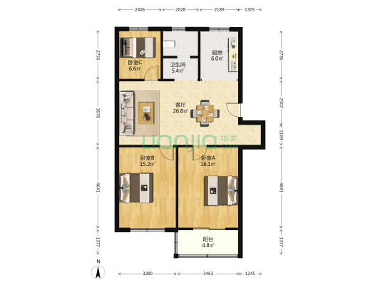 滨海新村 3室1厅1卫 97平方