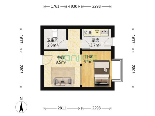 浦东雅典 1室1厅 东