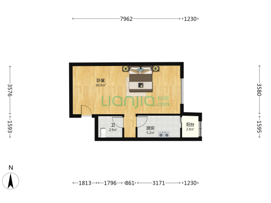 博泰大厦 1室0厅1卫 55平方