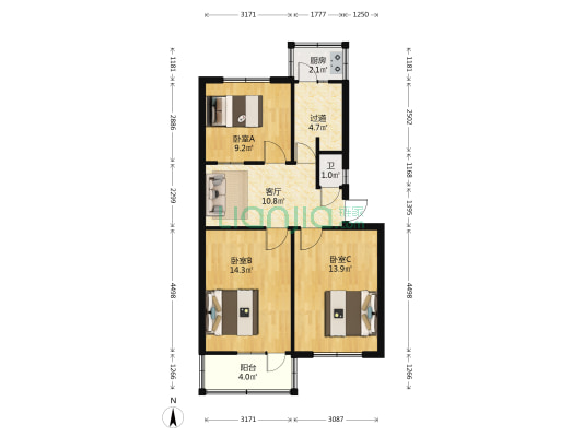 启迪苑小区 3室1厅1卫 72平方