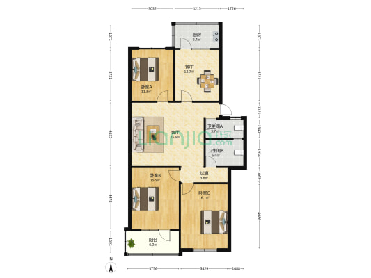 硝厂胡同四号院 3室2厅2卫 123平方