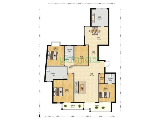 鑫域国际 4室2厅3卫 226平方