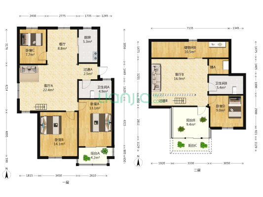 东方名嘉东区 4室3厅2卫 101平方