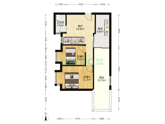 西街苑一期 2室1厅1卫 53平方