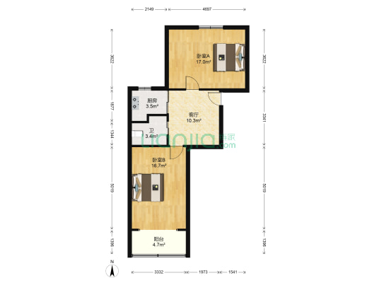 廖家巷小区 2室1厅1卫 59平方