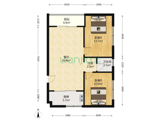 新华丰国际商贸城 2室1厅1卫 91平方