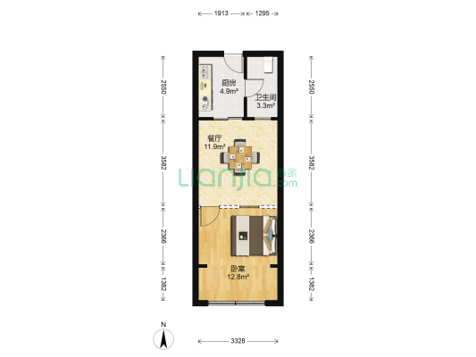 东南公寓 1室1厅1卫 53平方