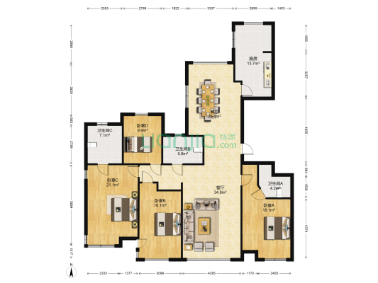 新城公馆 4室2厅3卫 188平方