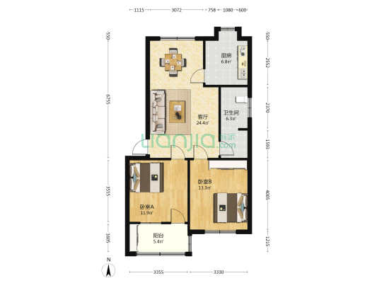 怡安小区 2室1厅1卫 83平方