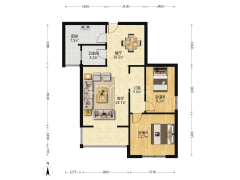 精装修  两居室  园林社区  出行方便 范阳路沿线-涿州研制厂小区户型图
