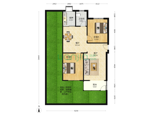 伏牛路233号 2室2厅1卫 87平方