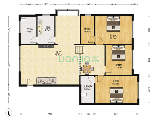 启贤苑 3室1厅2卫 158平方