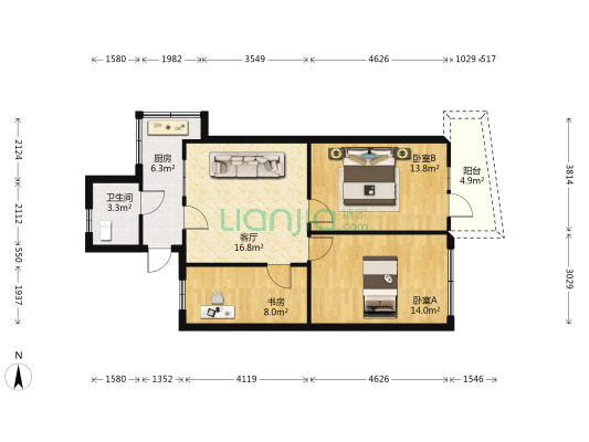 政府机关大院 3室1厅1卫 70平方