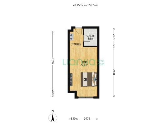 中海龙湾U-LIVE 1室0厅1卫 37平方