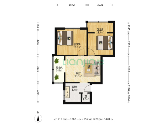 琴台路 2室1厅1卫 54平方
