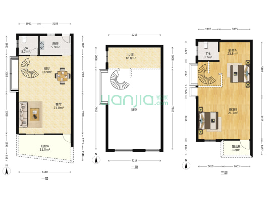星桥苑 2室2厅2卫 137平方