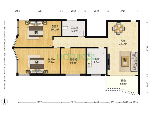 延寿公寓 2室1厅1卫 100平方