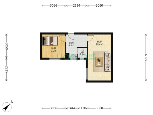市府路76号 1室1厅1卫 49平方