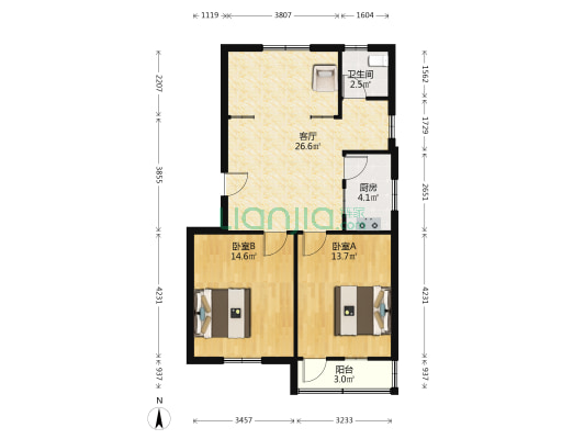 太平南路24号 2室1厅1卫 83平方