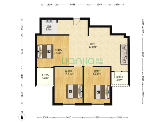 万和嘉苑 3室1厅0卫 117平方