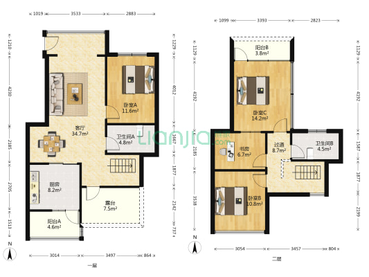 兆丰乡根园大上海小台北别墅 4室1厅2卫 100平方