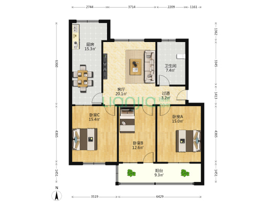 邮电局家属院 3室1厅1卫 118平方