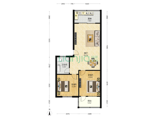 制锦市铜元局前街4-1号 2室1厅1卫 97平方