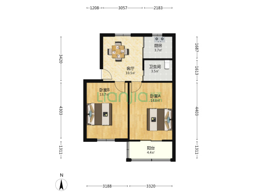 塔湾新村(青浦) 2室1厅1卫 64平方