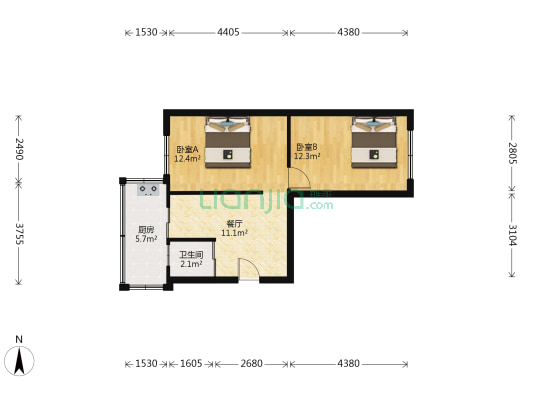 石油综合楼 2室1厅1卫 53平方