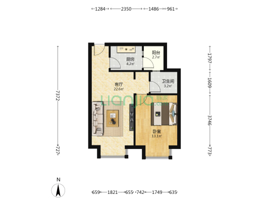 龙祥佳苑三期 1室1厅1卫 56平方